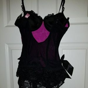 Brand new, never worn black and pink lace lingerie